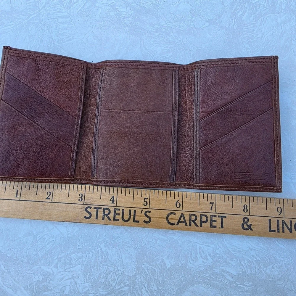 Amity Bermans Tri-Fold Billfold Wallet Brown Natural Leather Vintage USA NIB